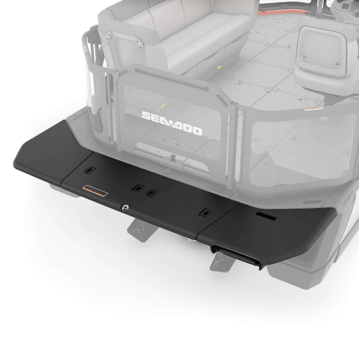 Sea-Doo Switch pontoon swim platform black rear step attachment installed view