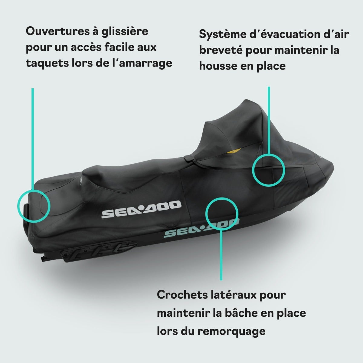 Sea-Doo Cover for RXT RXT-X GTX and Wake Pro with Touring Windshield - OEM Storage Cover, 295101348
