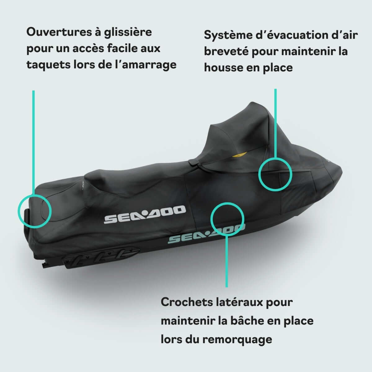 Sea-Doo Cover for RXT RXT-X GTX and Wake Pro with Touring Windshield - OEM Storage Cover, 295101348