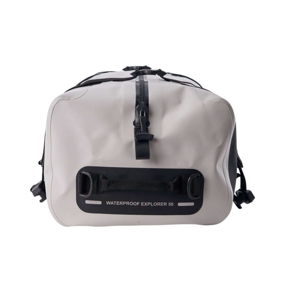 Sea-Doo LinQ 50L waterproof dry bag front view with carry handle and zip closure