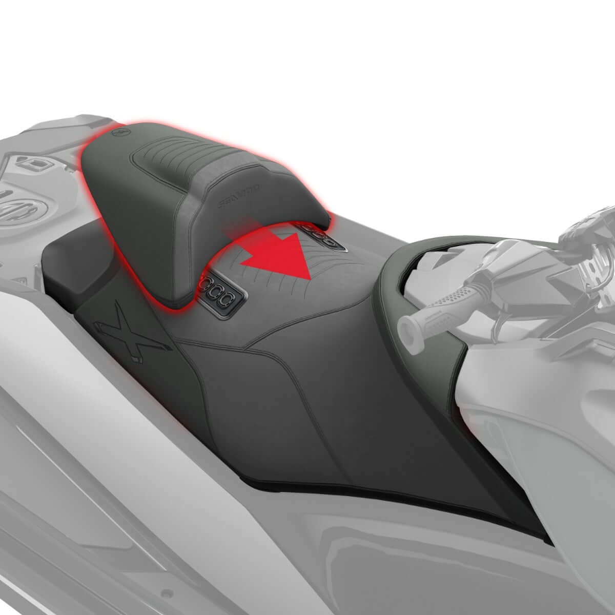 Sea-Doo Ergolock R racing seat for GTR-X highlighting adjustable rear seat section
