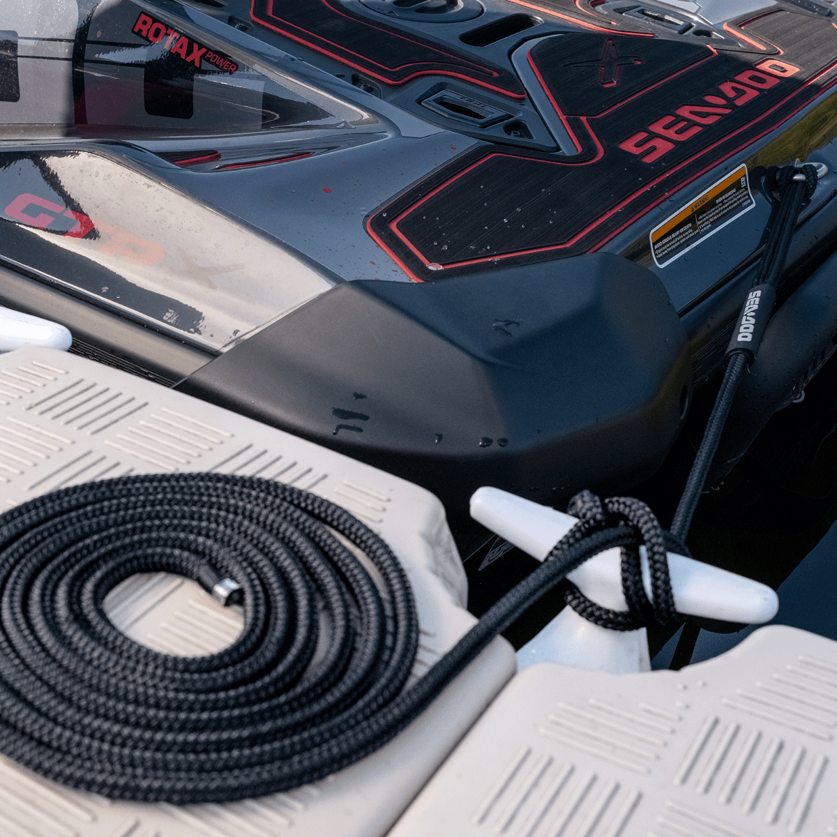 Sea-Doo Mooring Rope Kit - 15 ft Shock Absorbing Dock Lines for PWC - Pair, 295101475