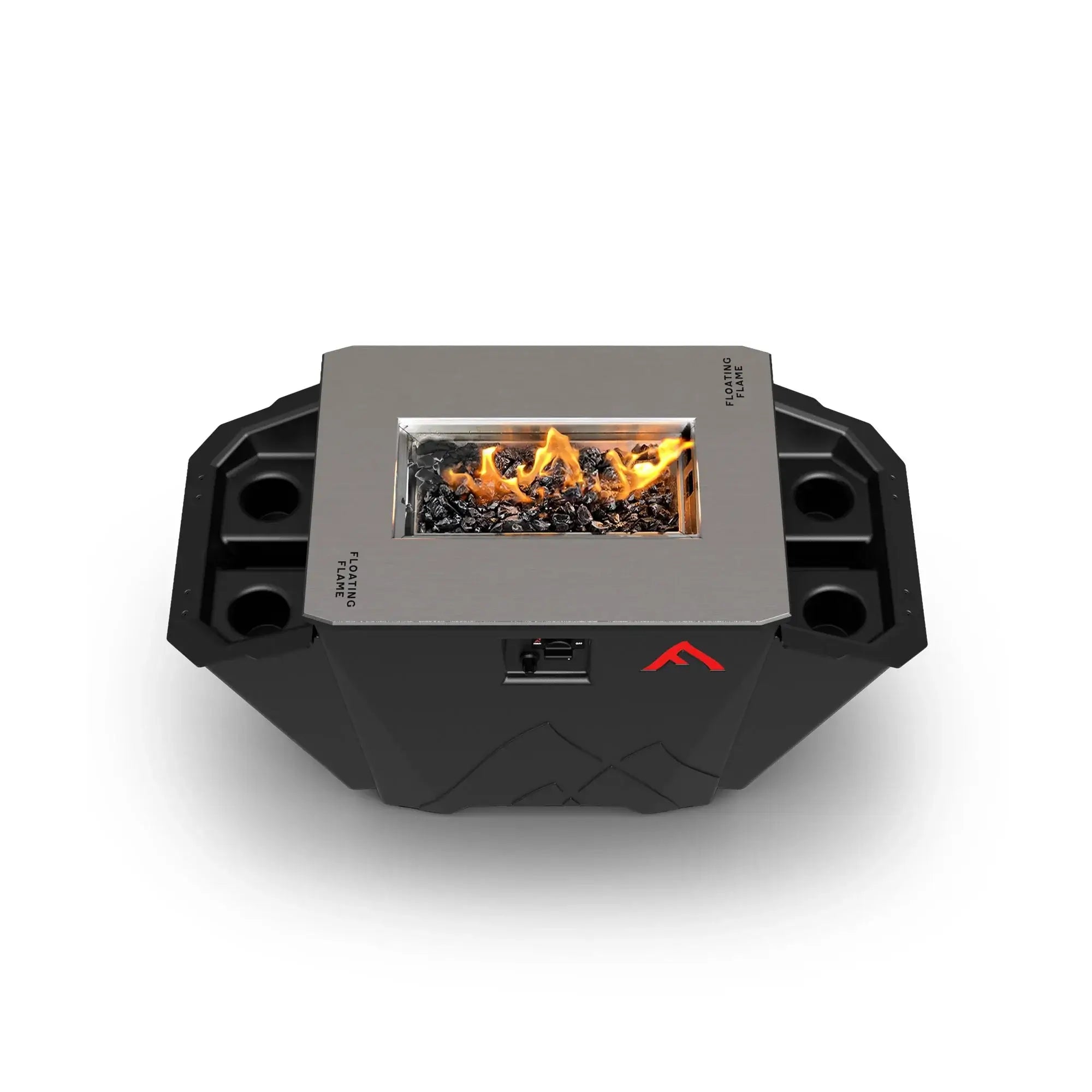 Floating Flame Portable Fire Pit top view with flame active