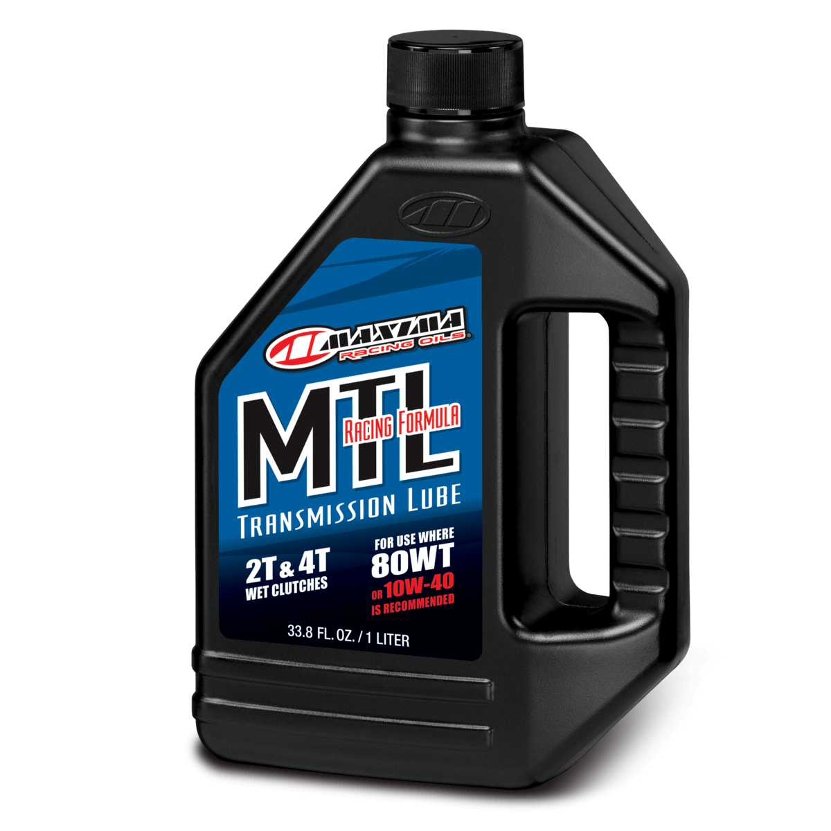 Maxima Racing Oils MTL transmission lube bottle on a black background