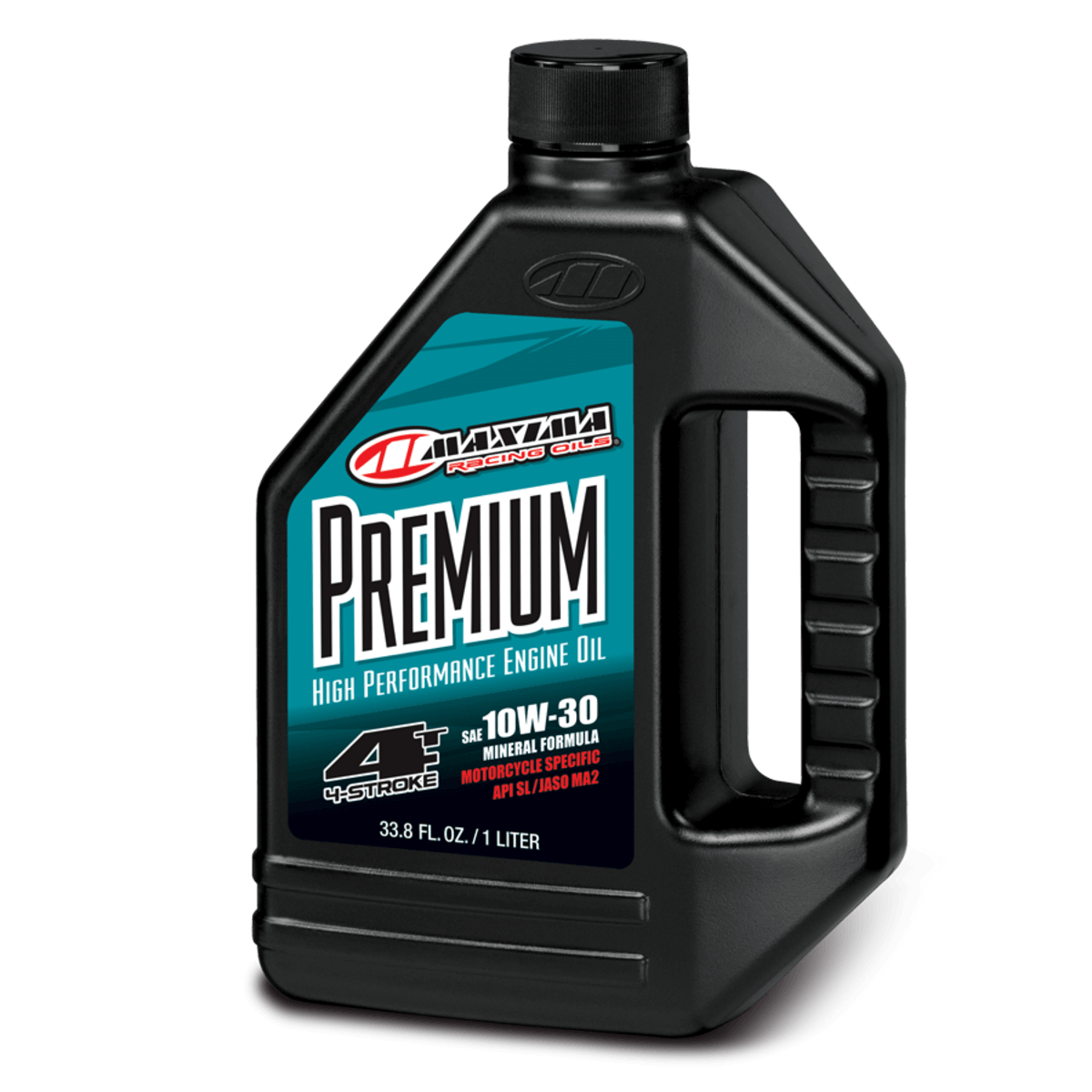 Maxima Premium High Performance Engine Oil bottle on a white background