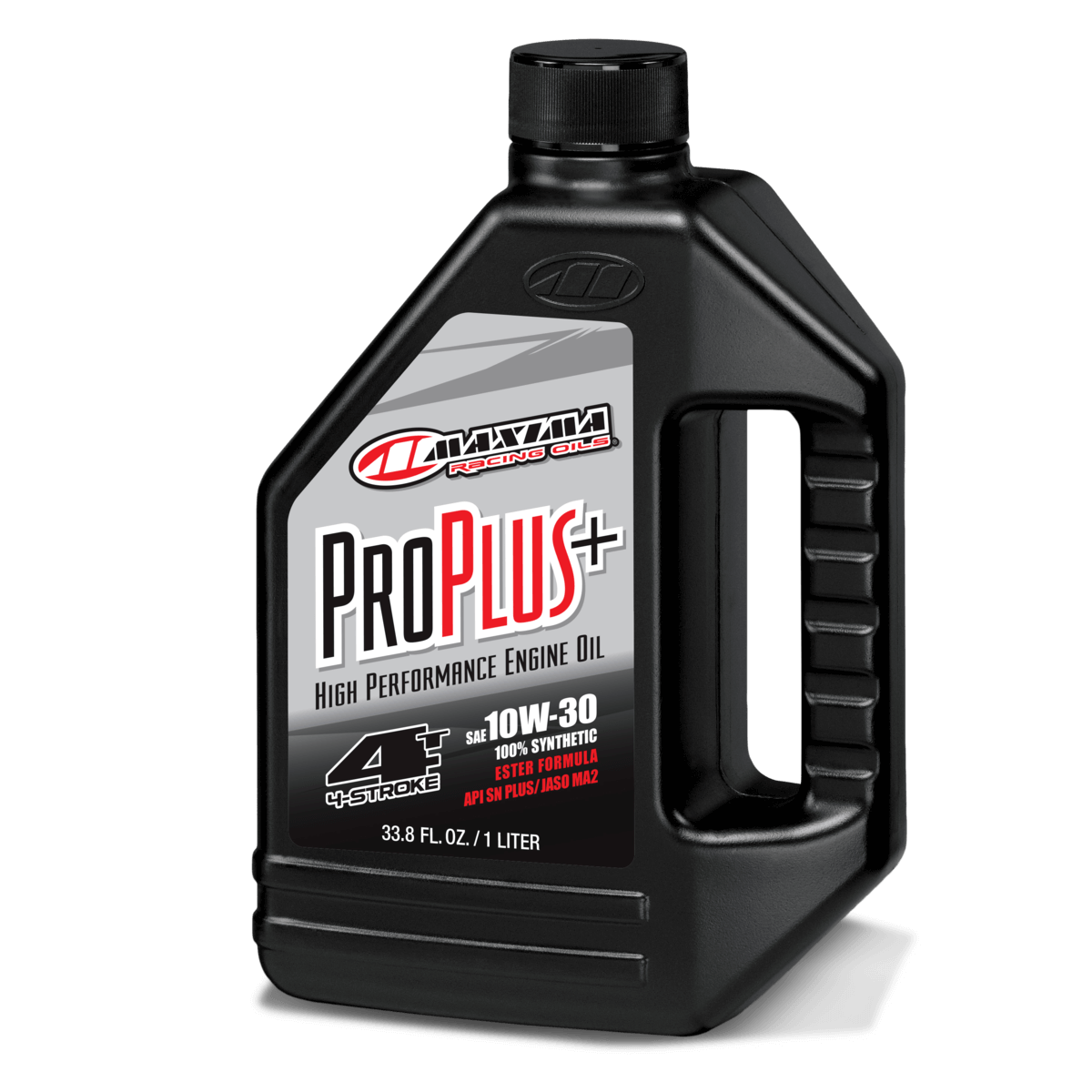 Maxima ProPlus+ high performance engine oil bottle on a white background