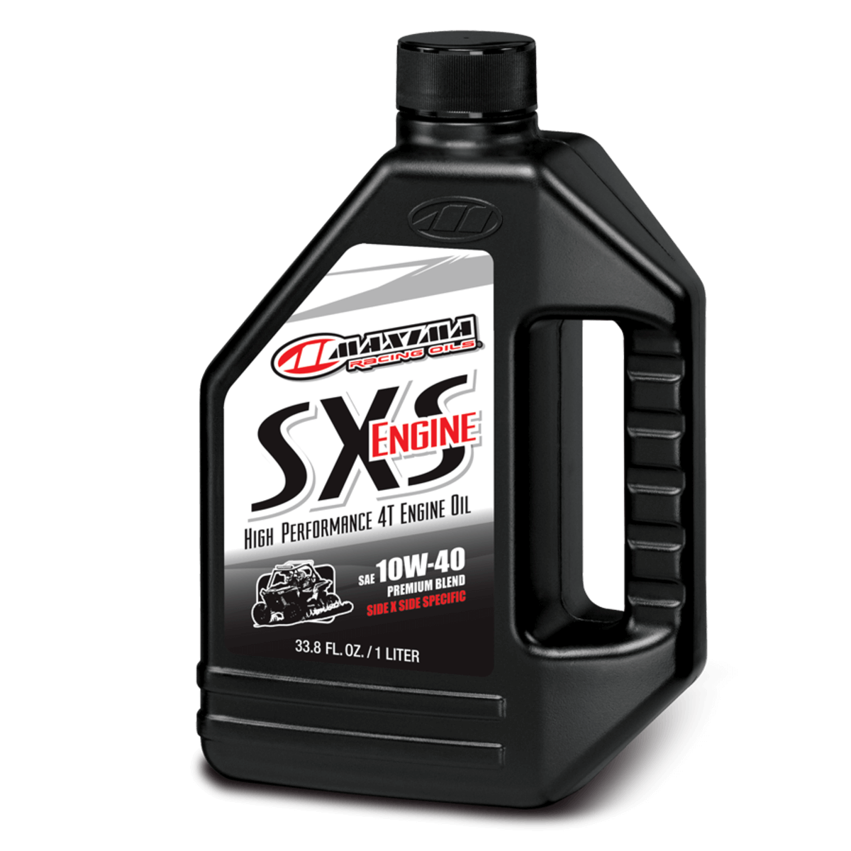Maxima SXS Engine oil bottle on a black background