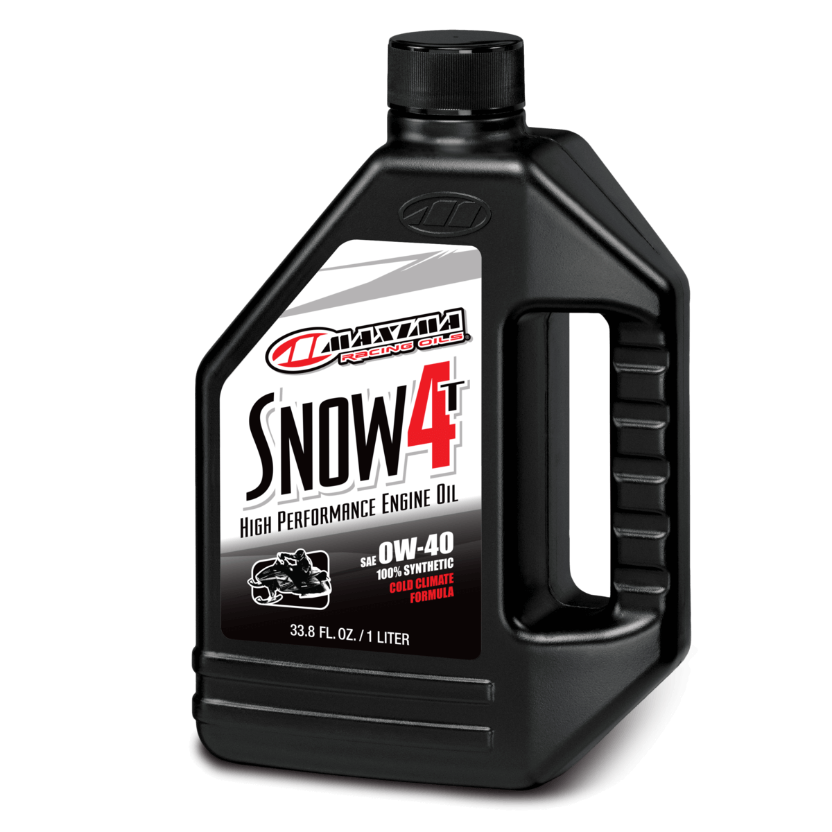 Maxima Snow4T high performance engine oil bottle on a white background