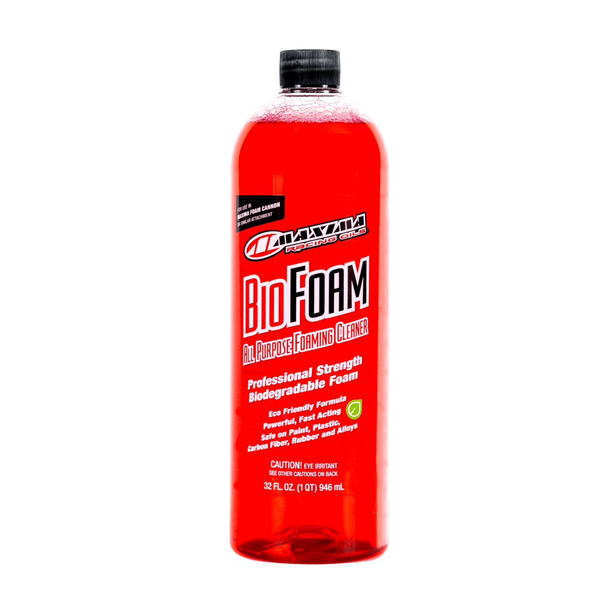 Red bottle of BioFoam cleaning product on a white background