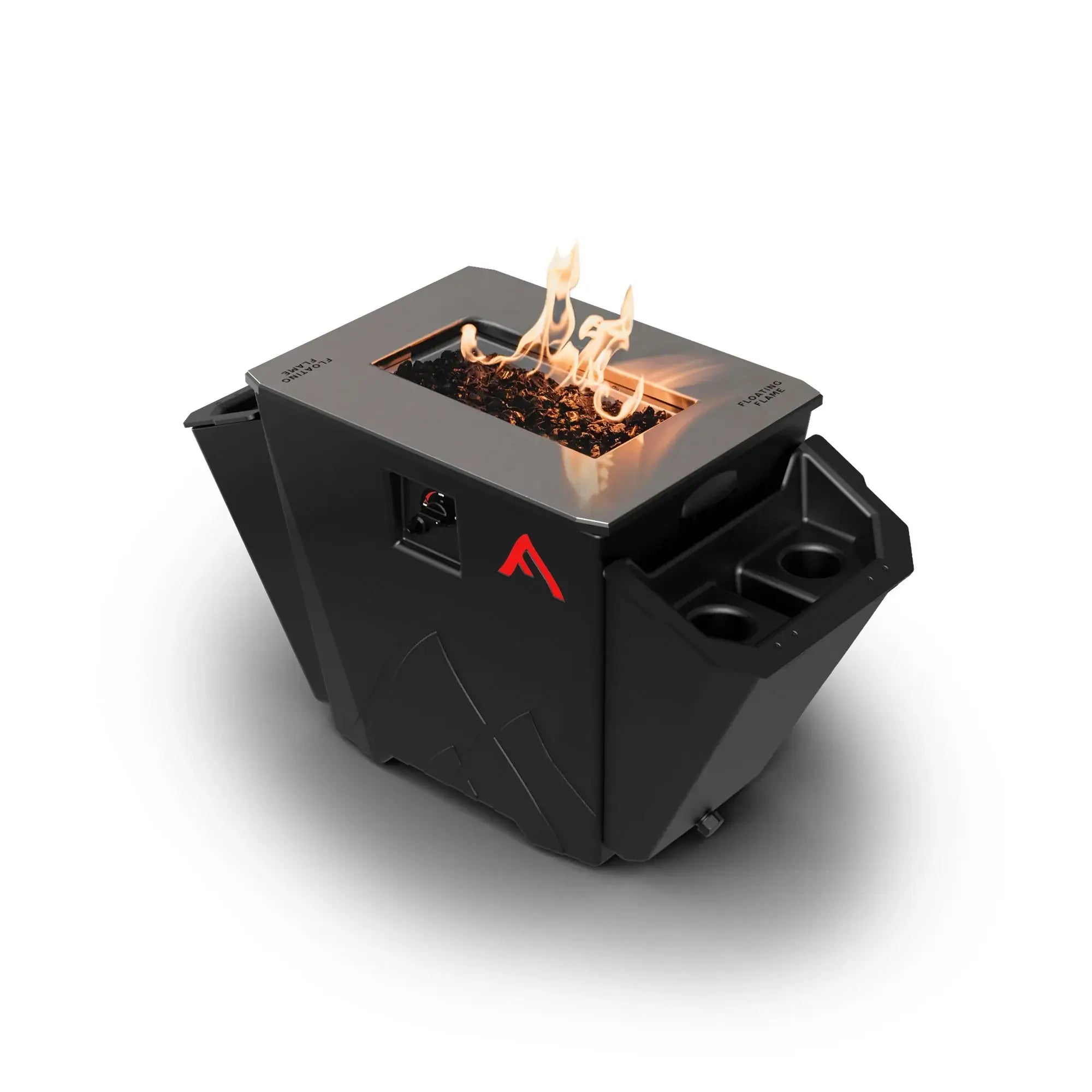Floating Flame Portable Fire Pit front view with flame active