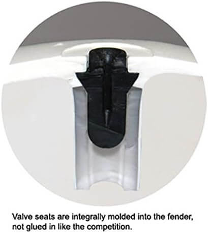 Close-up white vinyl fender molded valve seat detail, Taylor Made Hull Guard inflatable fender