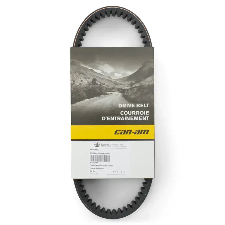 Drive belt with Can-Am packaging on a white background