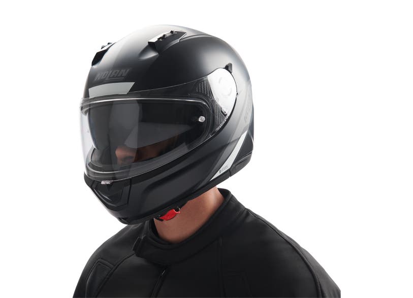 Can-Am N60-6 Staple full face helmet DOT matte black side view on rider