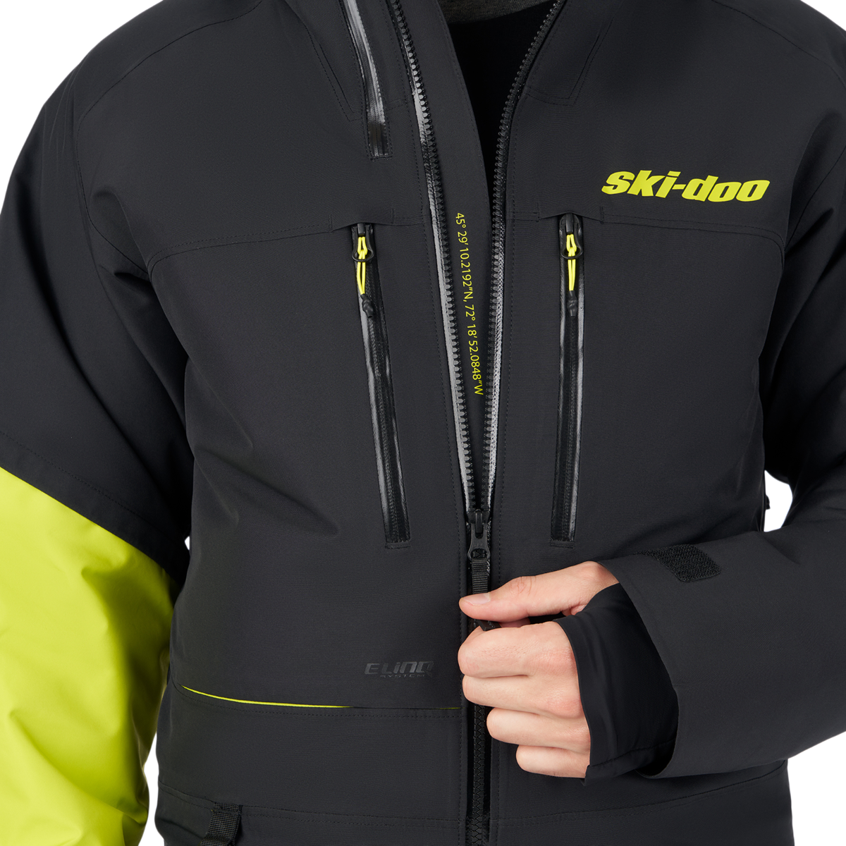 Ski-Doo Men's Enduro Insulated One-Piece Suit in Black, detail
