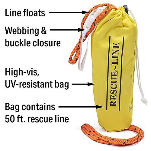 Seachoice Rescue Line Throw Bag 50 Foot, High-visibility yellow bag, 50-45441