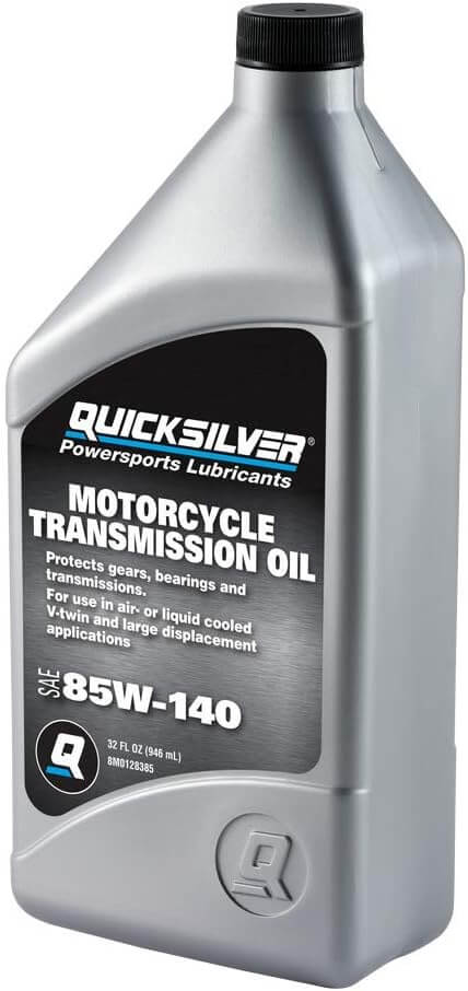Quicksilver 8M0128385 85W-140 Motorcycle Transmission Oil, 1 Quart bottle for motorcycle gear protection.