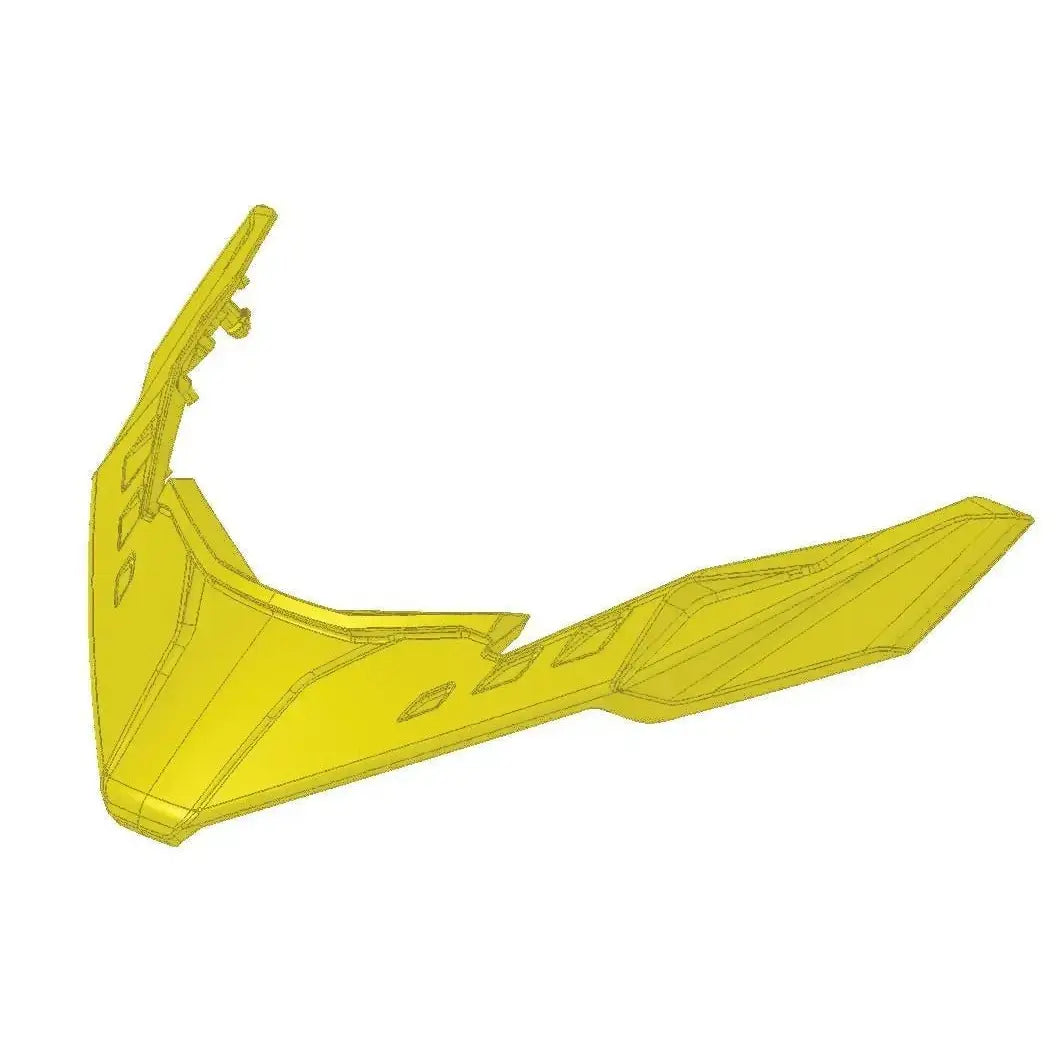 Yellow windshield support for a snowmobile, designed for medium and high windshields, not compatible with one-piece lightweight hood.
