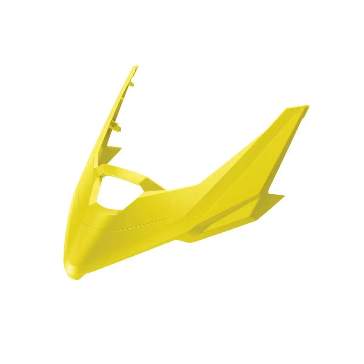 Yellow windshield support for a snowmobile, designed for medium and high windshields, not compatible with one-piece lightweight hood.