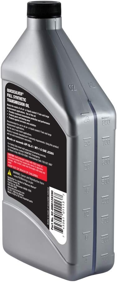 Quicksilver 8M0128390 75W-140 Motorcycle Transmission Oil, 1 Quart