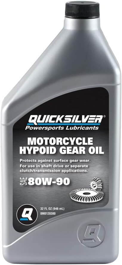 Quicksilver 8M0128380 80W-90 Motorcycle Hypoid Gear Oil, 1 Quart bottle with protective label
