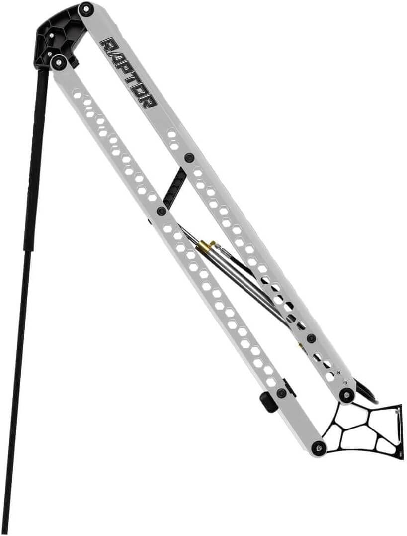 Minn Kota 1810601 Raptor Shallow Water Anchor, 8', Silver with hydraulic mechanism and durable design.