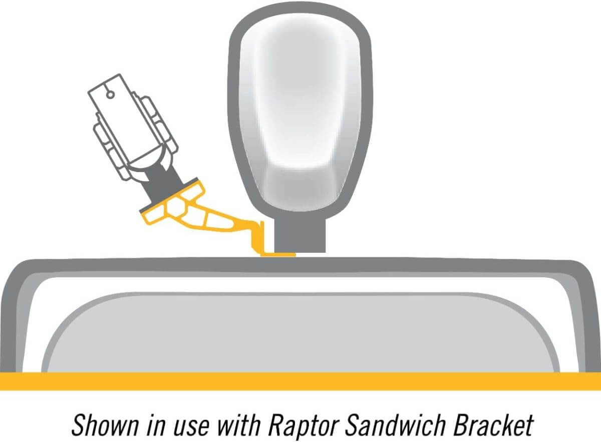 Minn Kota 1810384 Raptor Starboard 6" Jack Plate Bracket, Black shown in use with Raptor Sandwich Bracket.