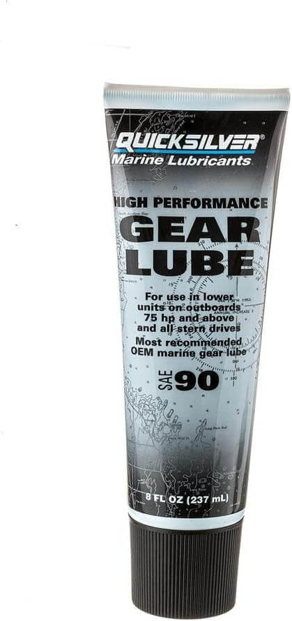 Quicksilver gear lube tube on a white background