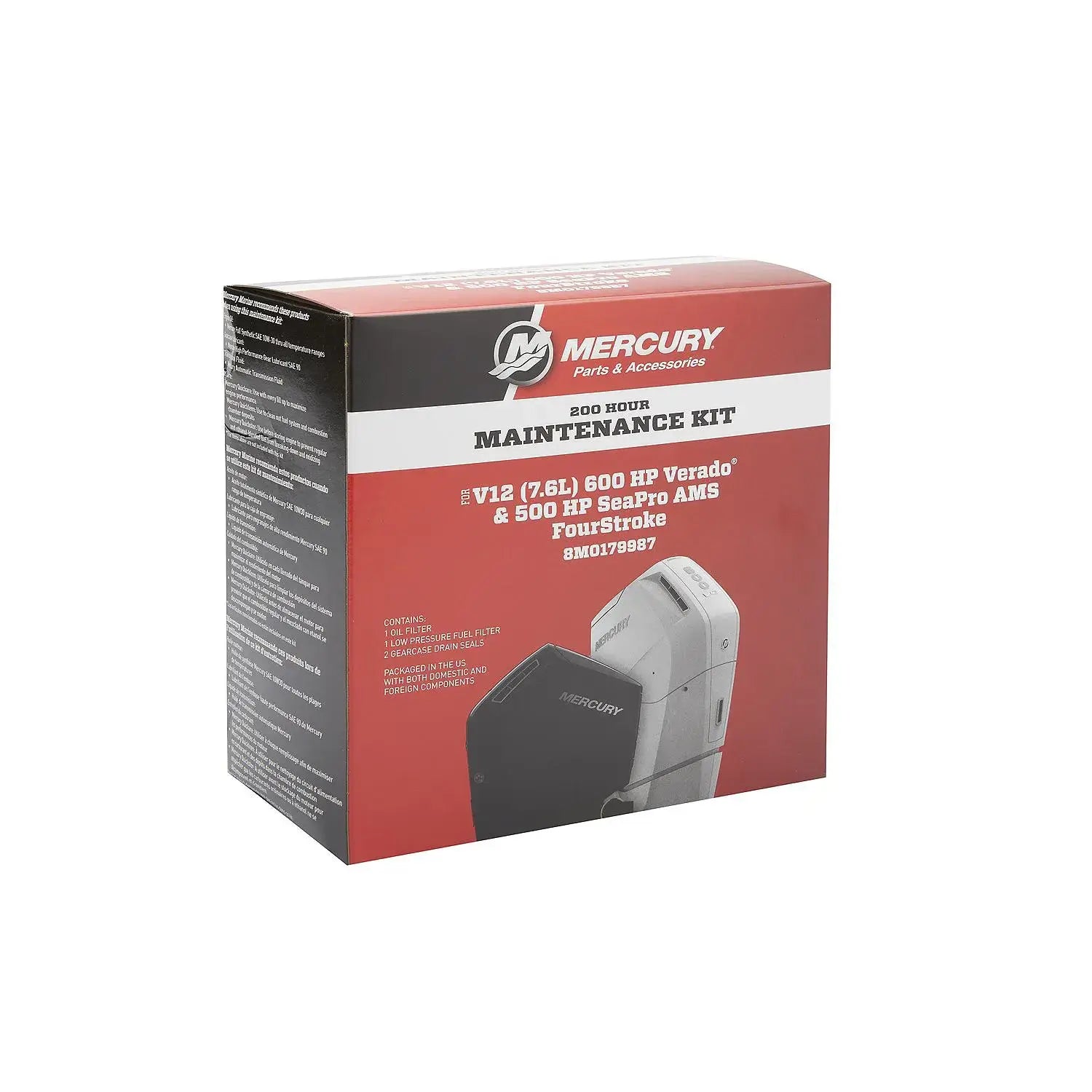 Mercury 8M0179987 200 Hours Service Kit for Mercury 7.6L V12 600hp Verado and 500hp SeaPro outboards (serial number 3B060061 and higher)