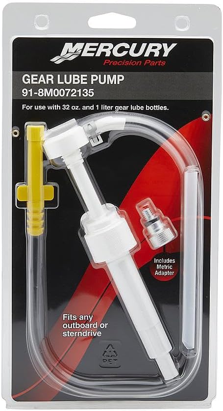 Mercury Marine Gear Lube Pump 3/8-16 - Lower Unit Oil Pump Tool for Outboards & Sterndrives, 8M0072135