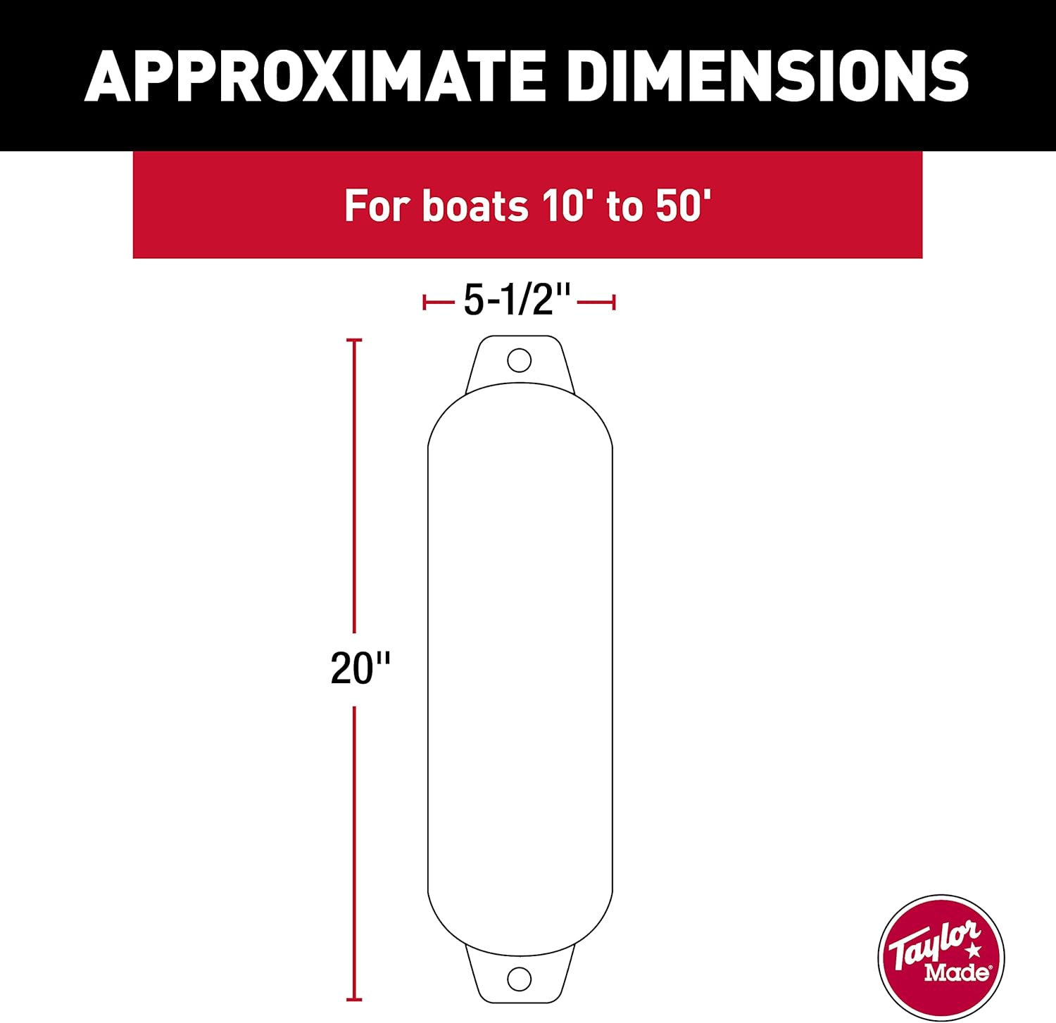 Taylor Made Hull Guard 5-1/2" x 20" Inflatable Vinyl Fender, Black, 31722