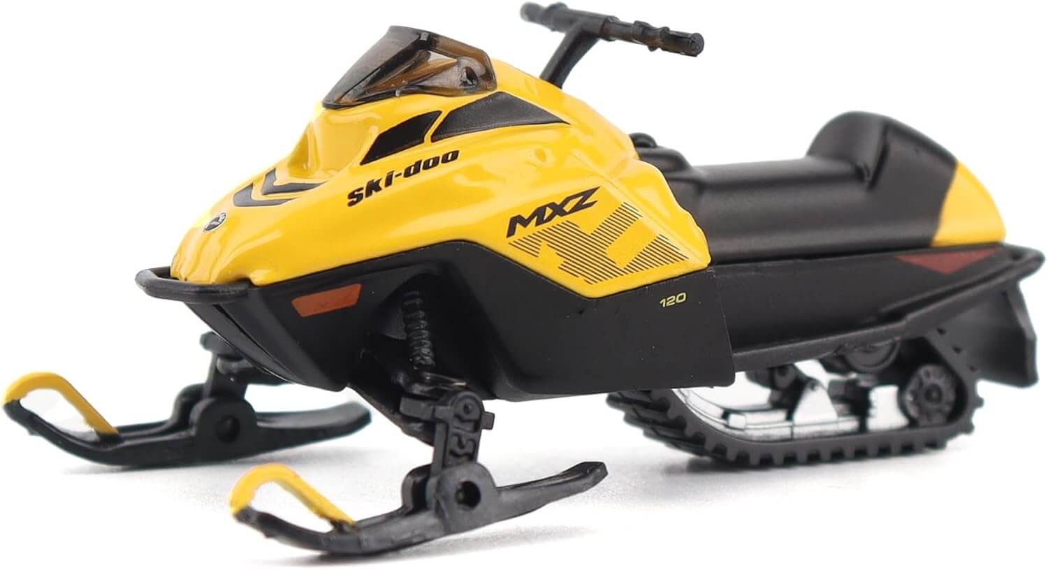 Modèle réduit BRP Bombardier à l'échelle 1:32 en métal moulé sous pression Ski-Doo MXZ Blizzard (segment sentier) + MXZ 120cc (modèle enfant), jaune néo 60022