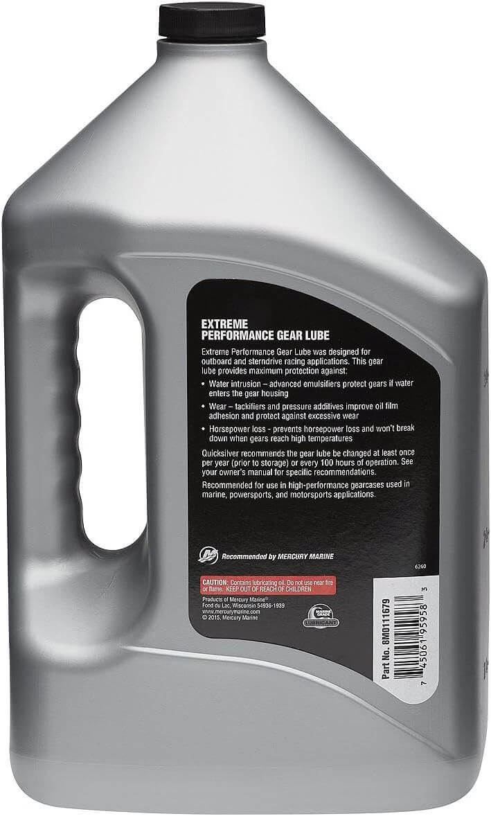 Jug of Quicksilver extreme performance gear lube with label on a white background