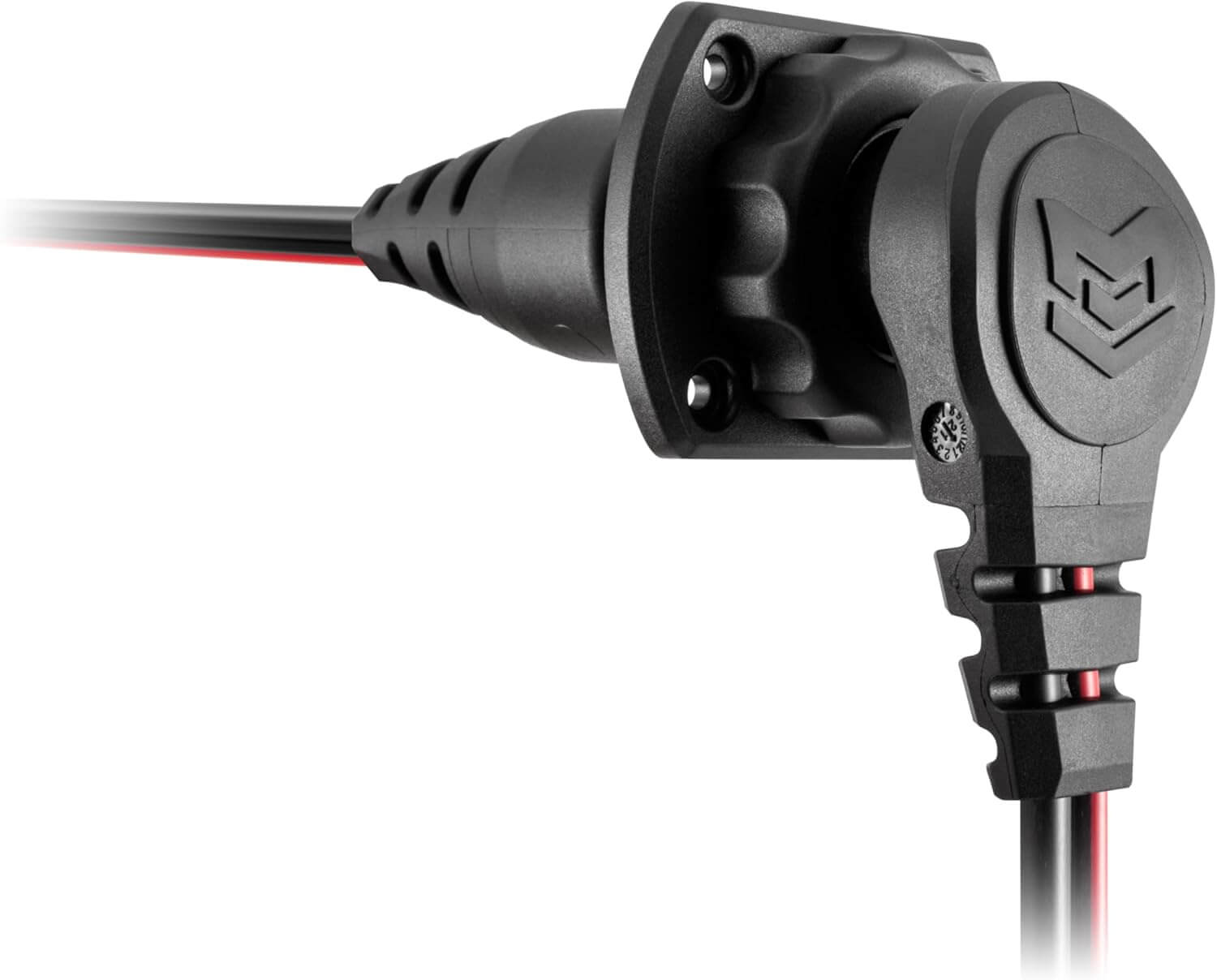Minn Kota 1865120 MKR-28 Trolling Motor Plug & Receptacle, Retail Pkg. close-up of the plug design and connections.