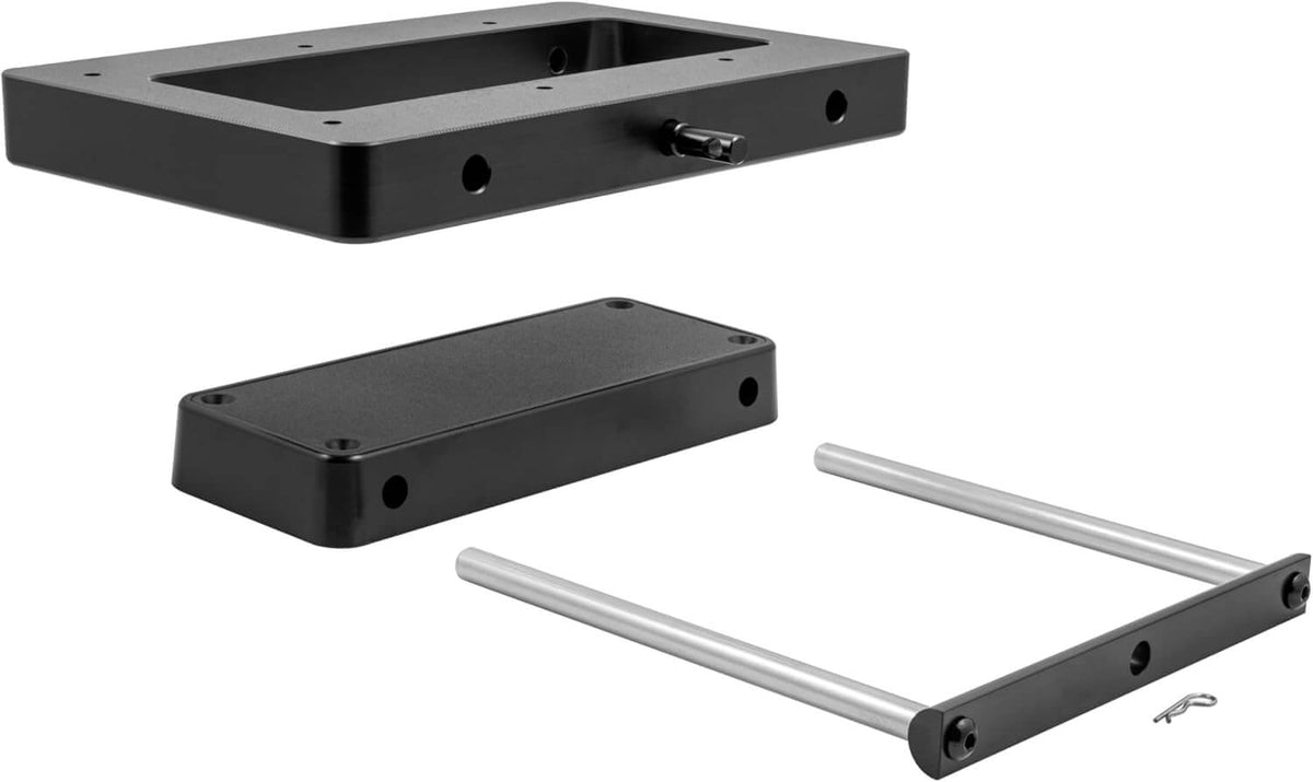 Minn Kota 1854064 MKA-64 Quick Release Bracket, Black components featuring stainless steel pins and high-yield composite.