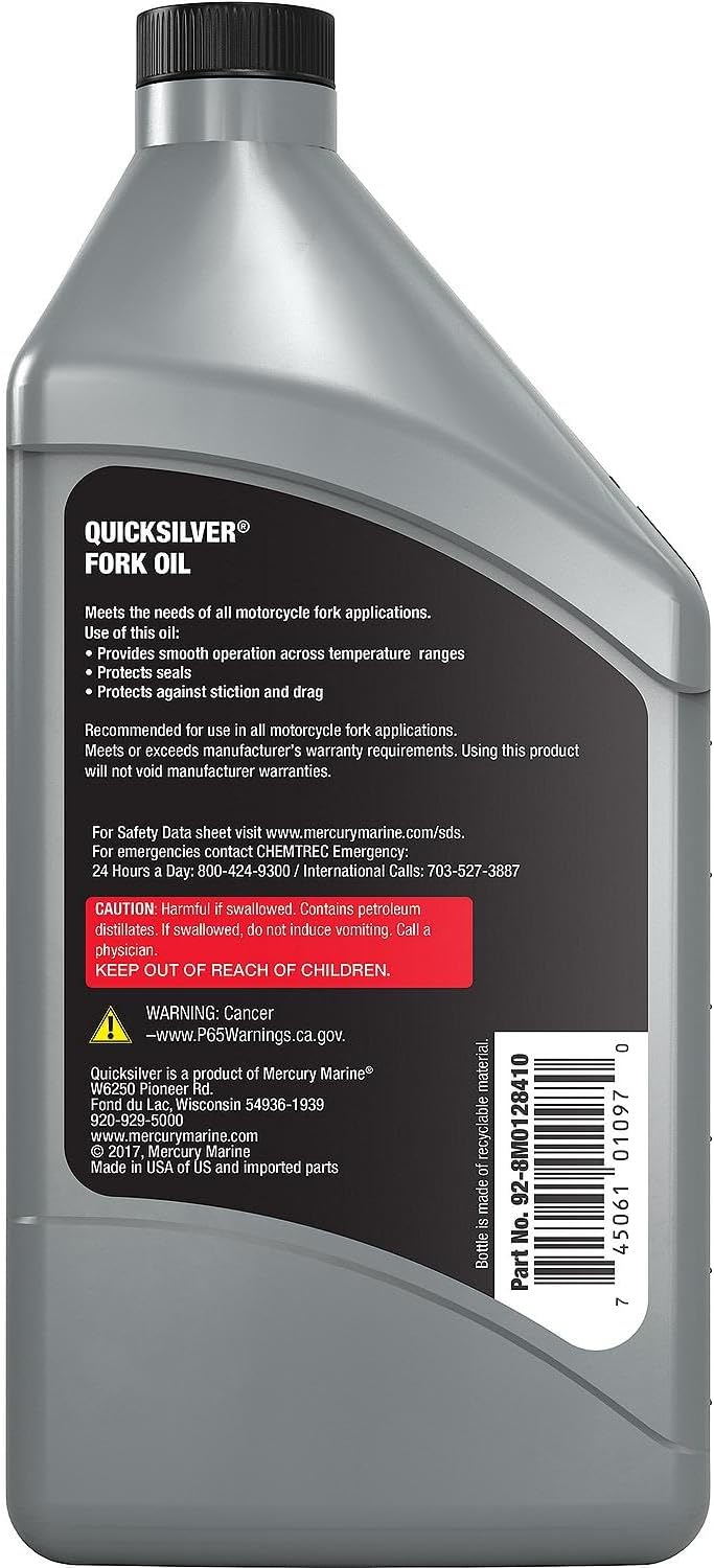 Quicksilver 8M0128410 Motorcycle Fork Oil, 1 Quart