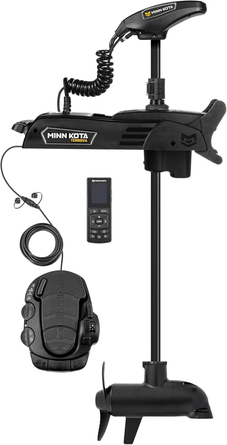 Minn Kota 1358200 Terrova® Quest Series Bow Mount Freshwater Trolling Motor, 90 / 115 lbs. Thrust, 45" Shaft, 24 / 36 Volts w/Handheld Remote, Foot Pedal & Dual Spectrum CHRP Sonar