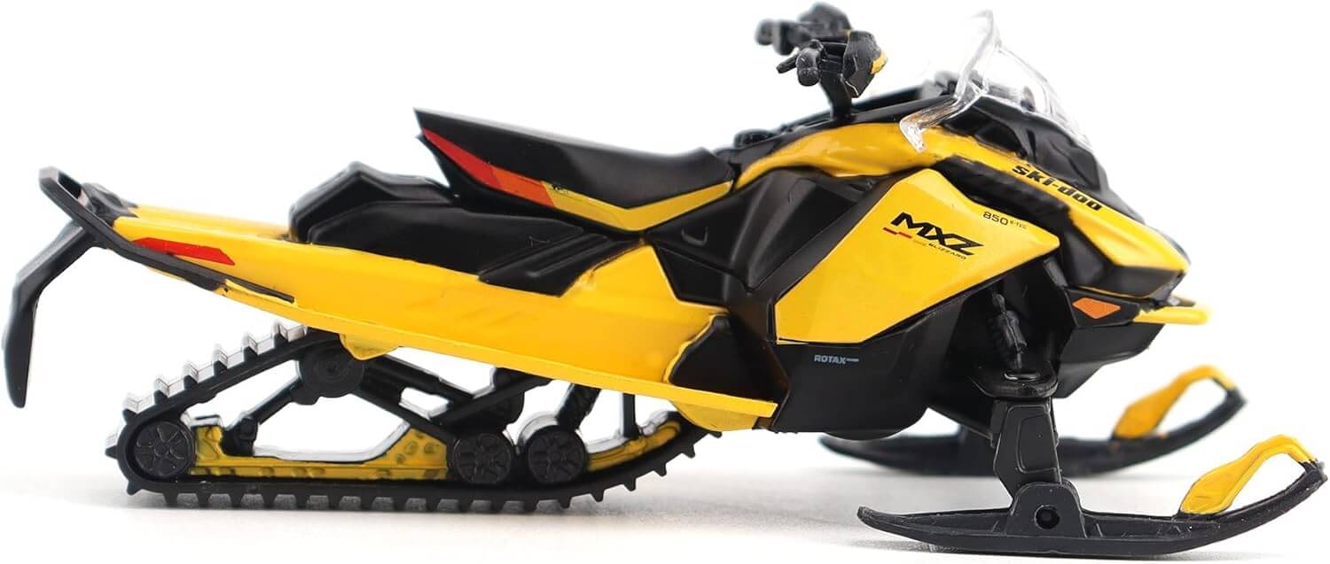 Modèle réduit BRP Bombardier à l'échelle 1:32 en métal moulé sous pression Ski-Doo MXZ Blizzard (segment sentier) + MXZ 120cc (modèle enfant), jaune néo 60022