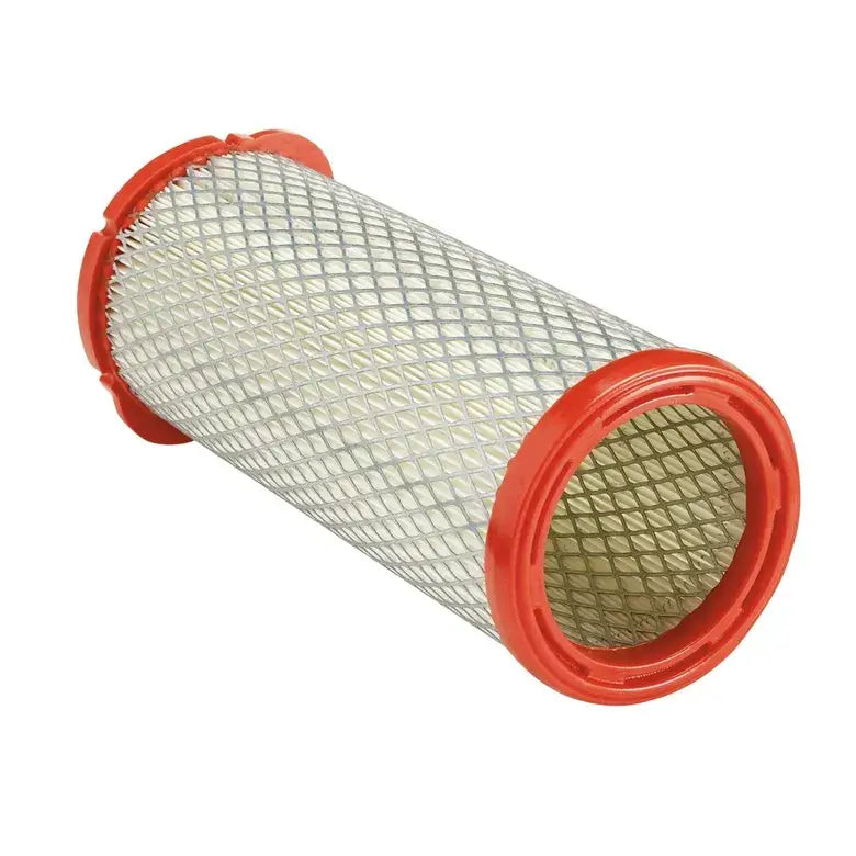Cylindrical air filter with red outer ring on a white background
