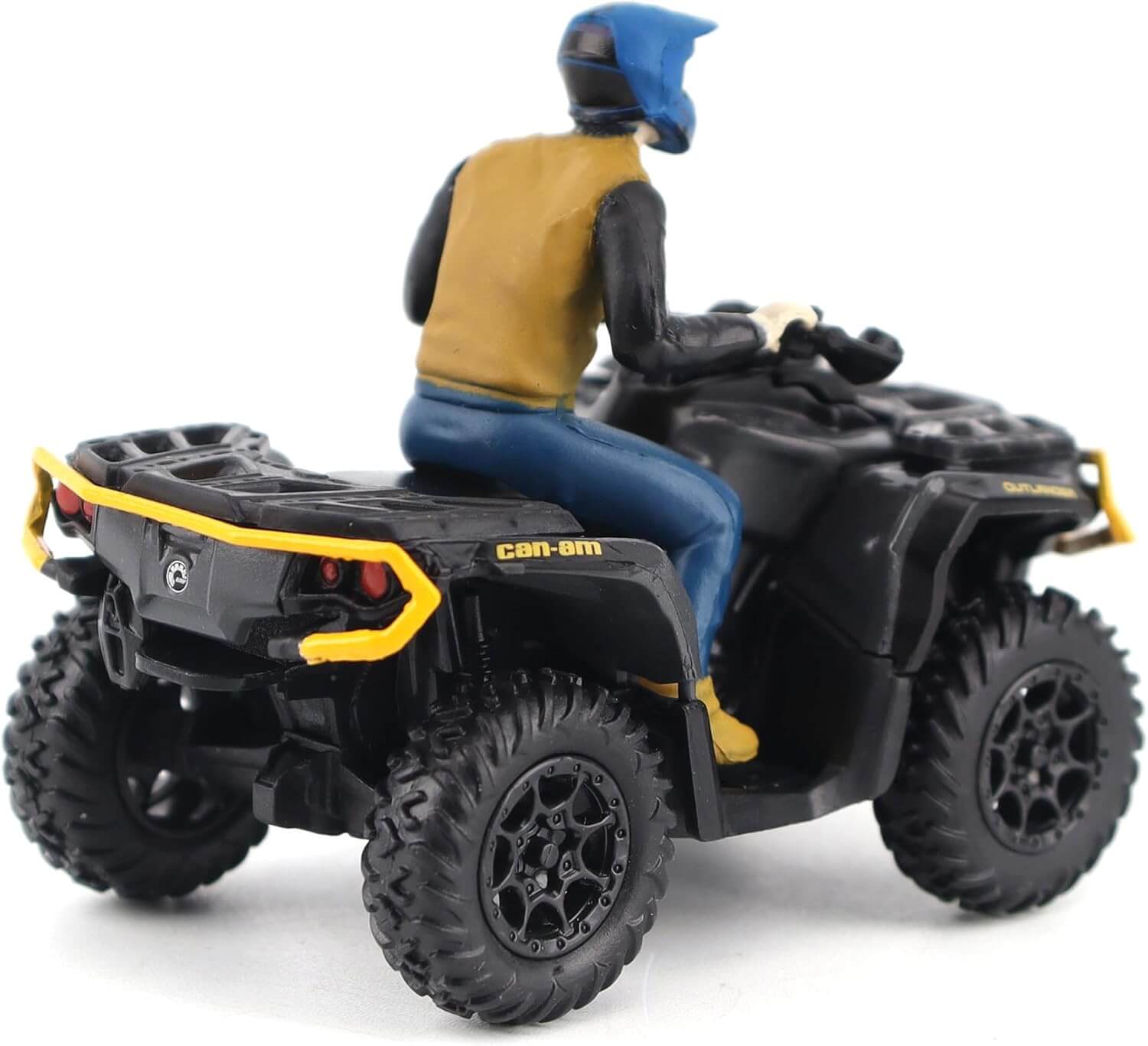 Model of a Can-Am ATV with a rider on a white background