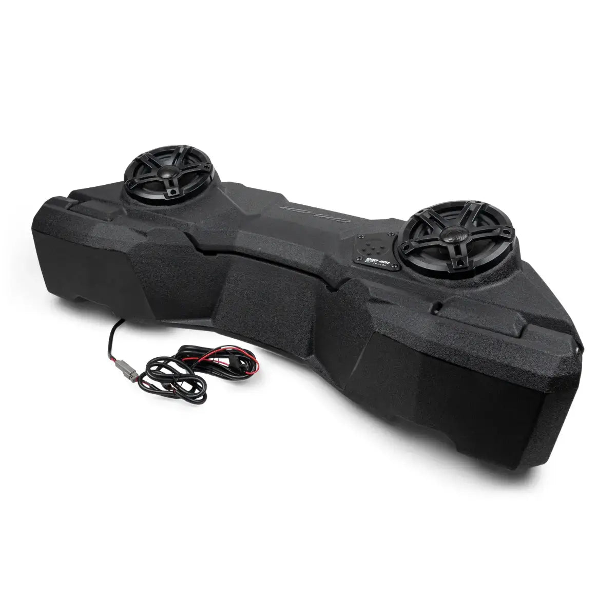 Black LinQ Cargo box with audio system on white background