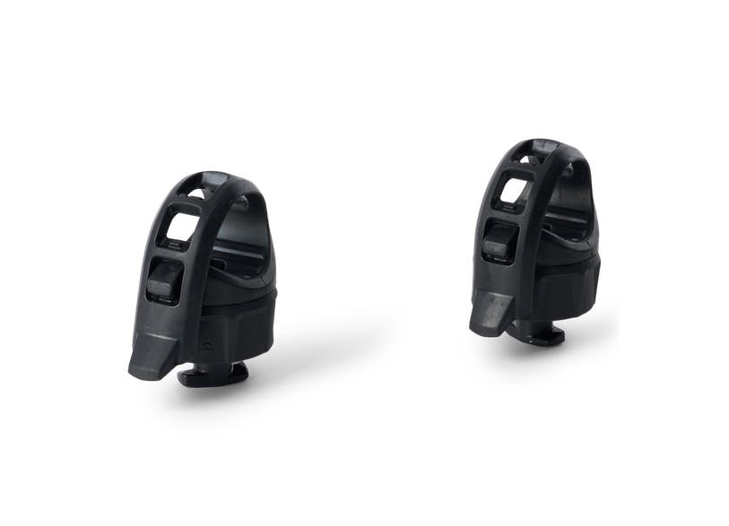 Can-Am LinQ Tool Holder set, black plastic mounts, pair angled view