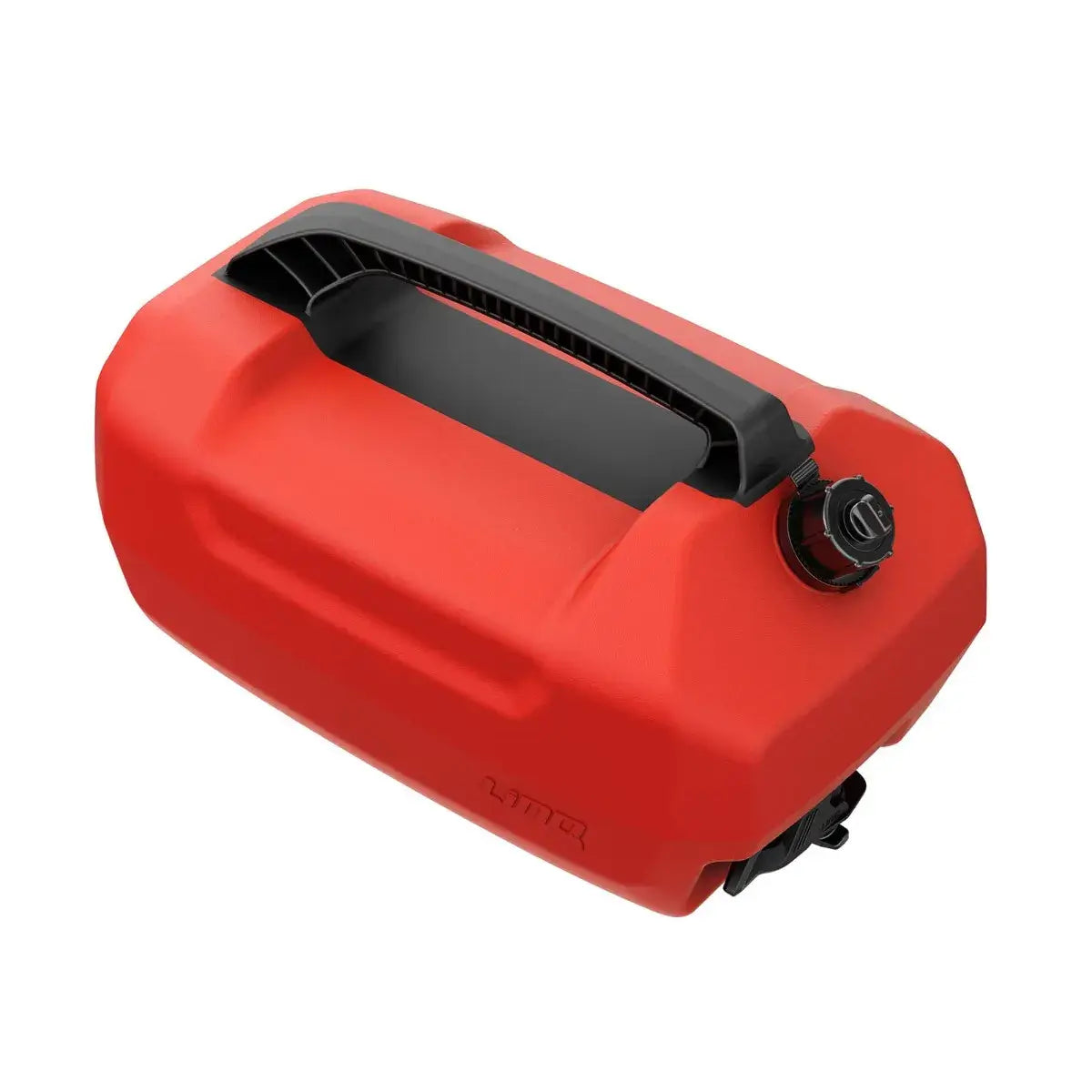 A red LinQ 5 US Gal (20 L) Fuel Caddy with a black handle and spout.