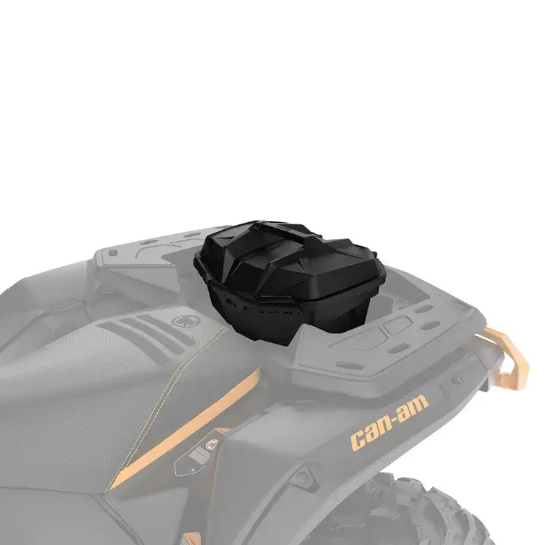 Black storage box on a Can-Am vehicle