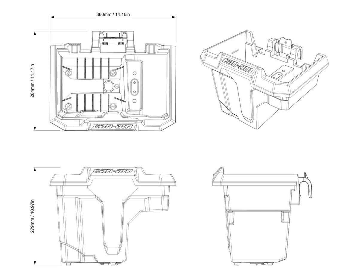 Can-Am Defender Center Underseat Storage Bin (7 L) - G2, 715009199, alternate view 3