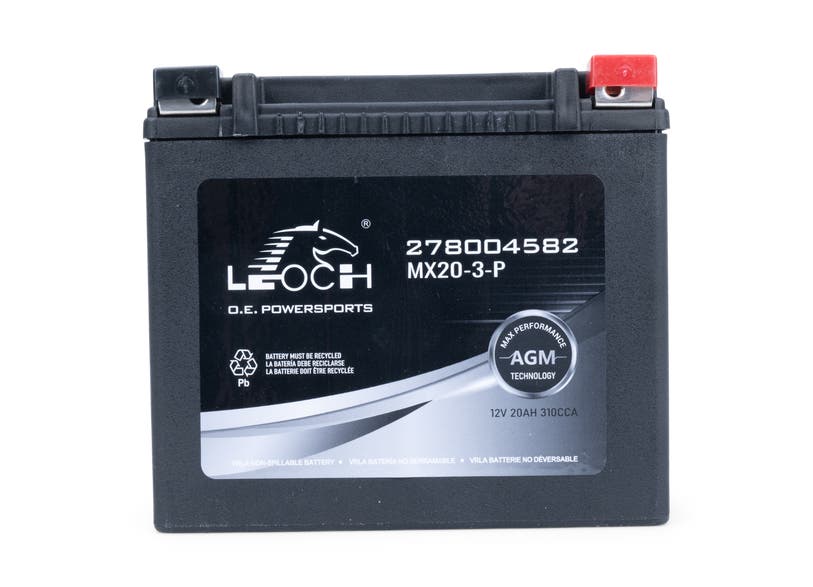Can-Am Leoch MX20-3-P AGM battery 12V 20Ah 310CCA front view