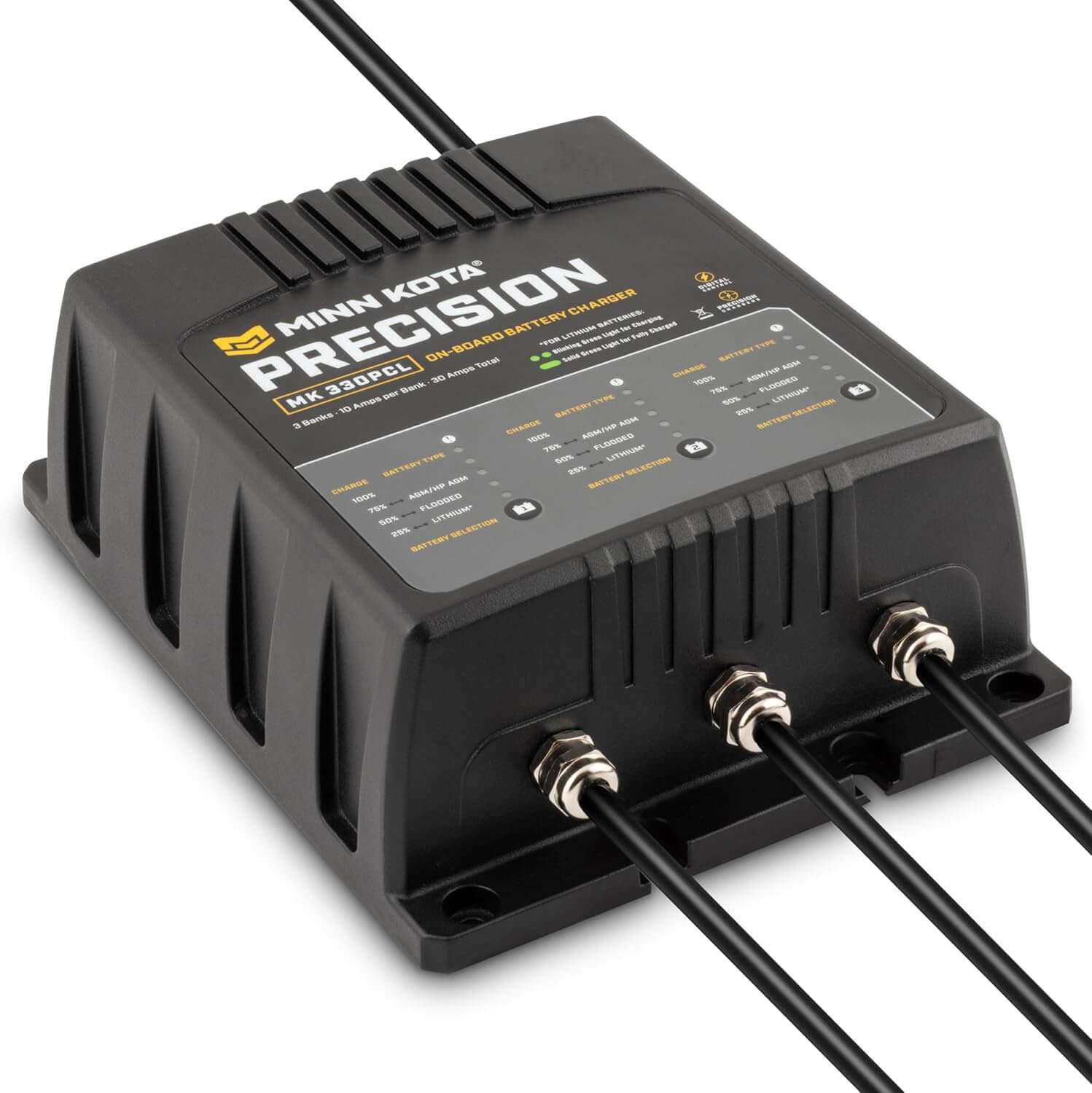 Chargeur de batterie de précision Minn Kota 1833301 embarqué, 30A, 3 bancs