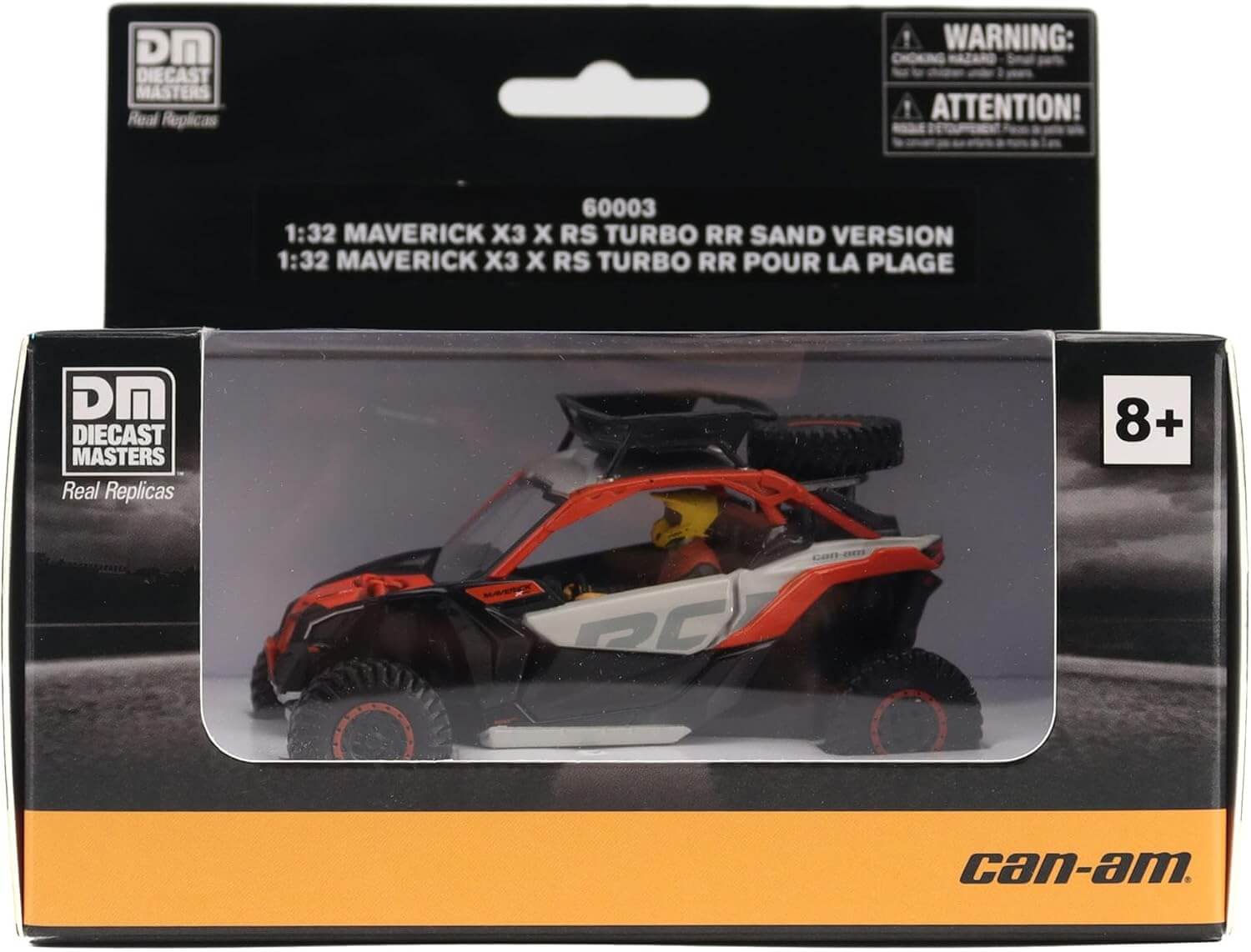 Can-Am vehicle model in packaging with DM Diecast Masters branding