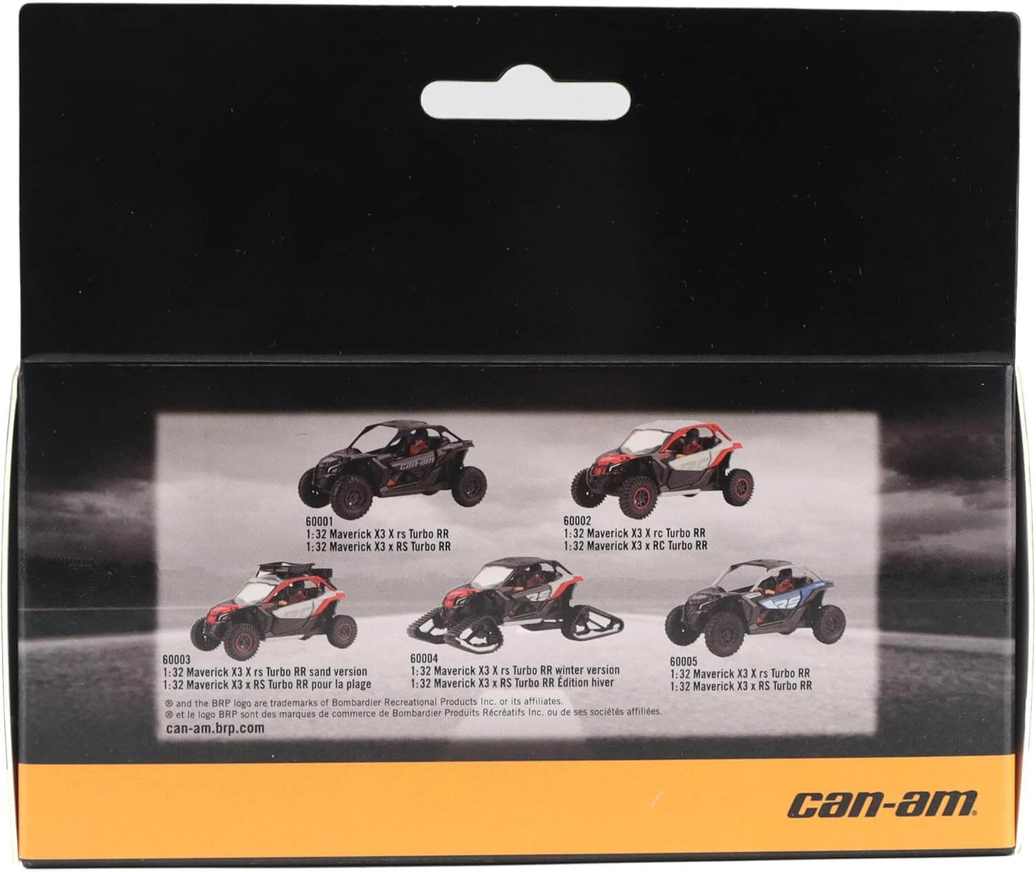 Can-Am model vehicle packaging with product images and branding.