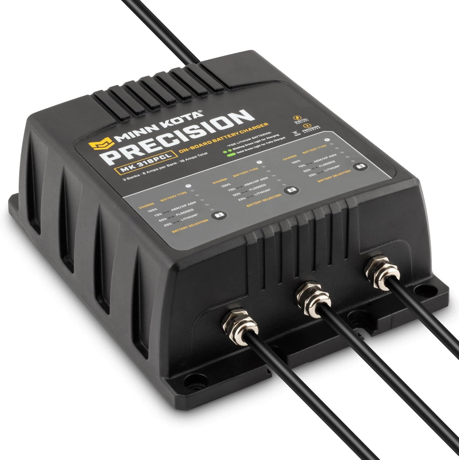 Chargeur de batterie de précision embarqué Minn Kota 1833181, 18A, 3 bancs