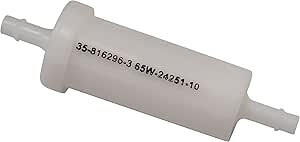 White fuel filter with text on a white background